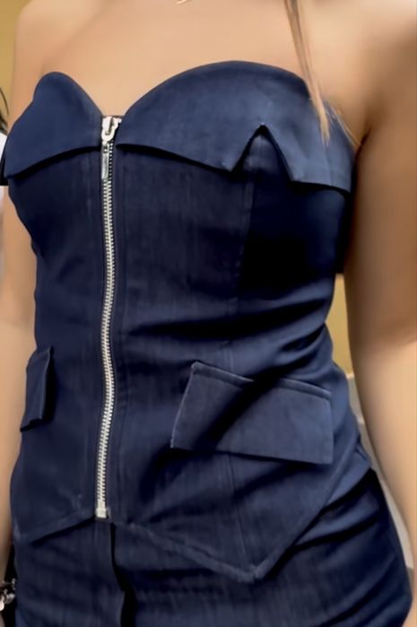 Дамски дънков сет от две части- размер-S M L