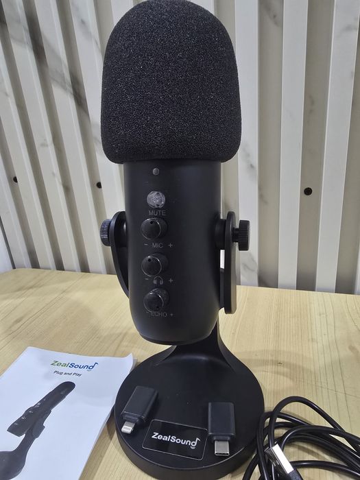 Микрофон ZealSound K66 USB – кондензаторен микрофон за запис, стрийминг и игри