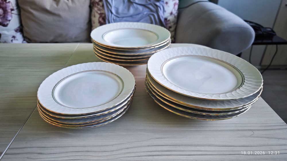 Чинии комплект от костен порцелан