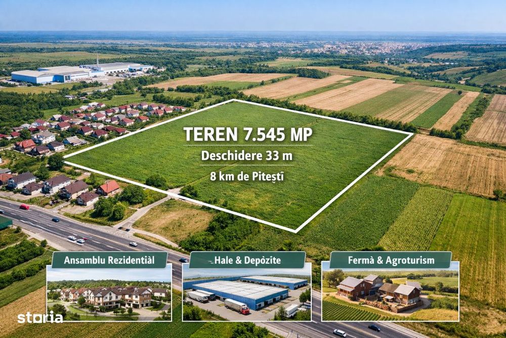 Teren intravilan 7.545 mp in ideal rezidential sau hale