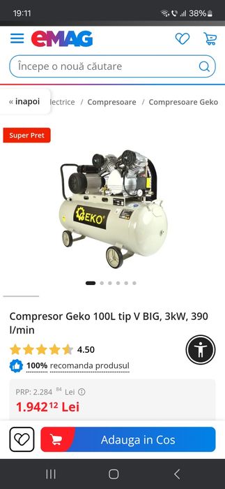 Vând compresor aer 100 l nou!!!