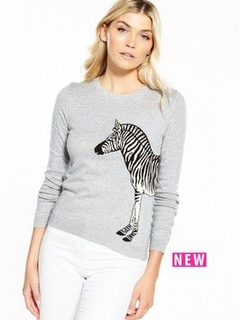 RIVER ISLAND Bluza/Pulover Fashion Jumper Gri Zebra UK Oferta 1+1