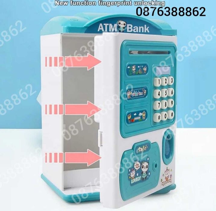 ПРОМО! Детска Касичка Сейф за Банкноти Монети Парола Пръстов Отпечатък