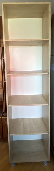 Bibliotecă / etajeră înaltă cu 5 rafturi – stejar deschis – 208 × 57 cm