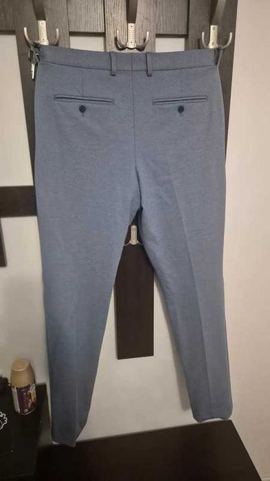 Costum nuntă (sacou+pantaloni) albastru (steel blue wedding suit) purtat o singură dată