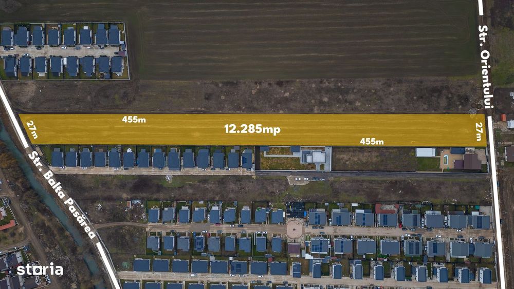 Teren intravilan, 12.200 mp, toate utilitățile, zonă de case, Tunari