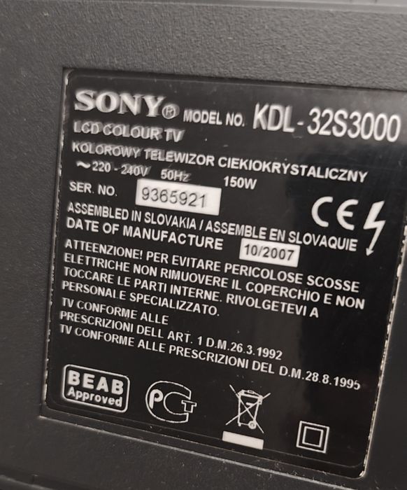 TV LCD Sony Bravia, diagonala de 82 cm, KDL-32S3000