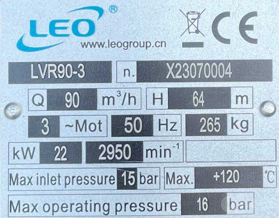 Насосы LEO "ОФИЦИАЛЬНЫЙ ДИЛЛЕР", LVR90-3, вертикальный насос