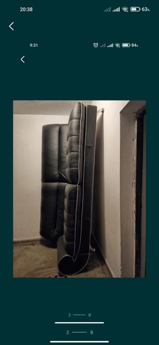 Canapea coltar Soprano piele neagra ecologica