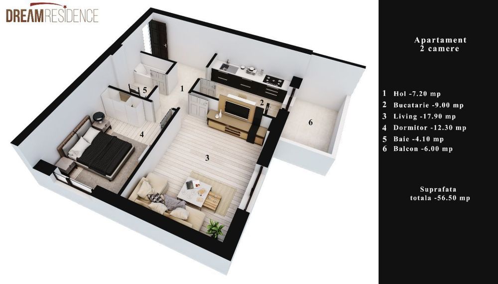 2 camere, Dream Residence, decomandat — fotografia 1