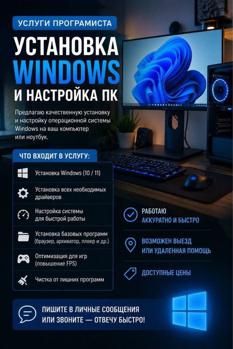 Установка Windows и настройка ПК