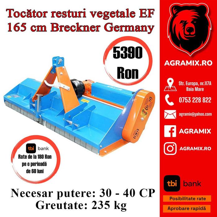 Tocatoare resturi vegetale latime 165 cm Agramix