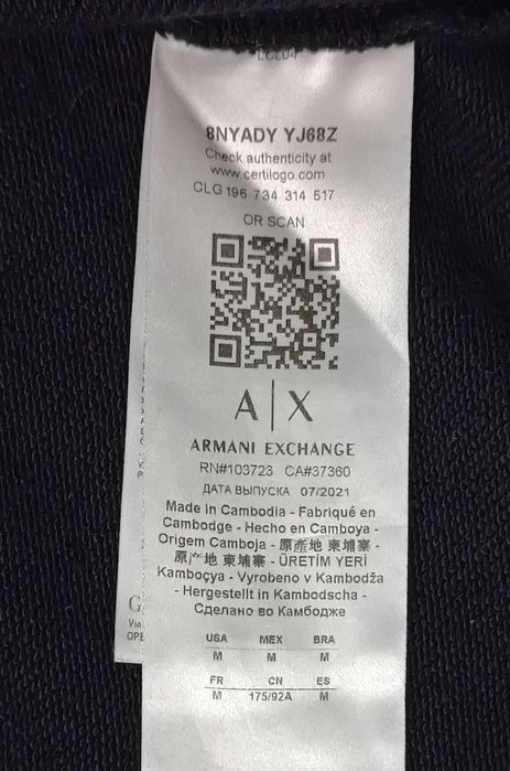 Armani Exchange Dress оригинална рокля M Армани памучна дълъг ръкав