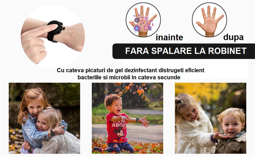 Bratara-dispenser dezinfectant pt maini, dispenser portabil silicon