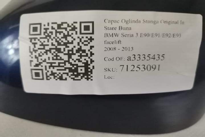 Capac Oglinda Stanga Original In Stare Buna BMW Seria 3 E90/E91/E92/E9
