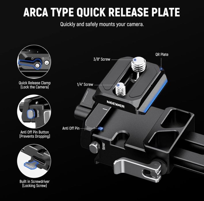 Плючка за V mount. Arca. Риг. Кейдж. quick release. Ronin.