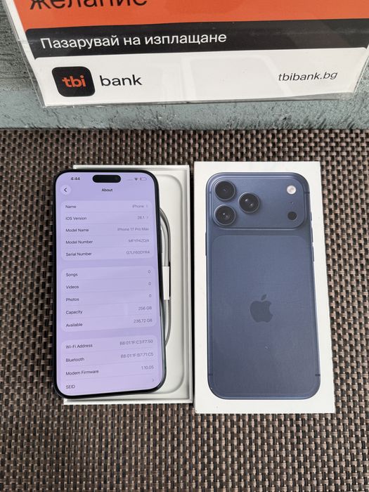 НОВ!*ЛИЗИНГ* iPhone 17 Pro Max 90лв/м 256* / BLUE*17 про макс