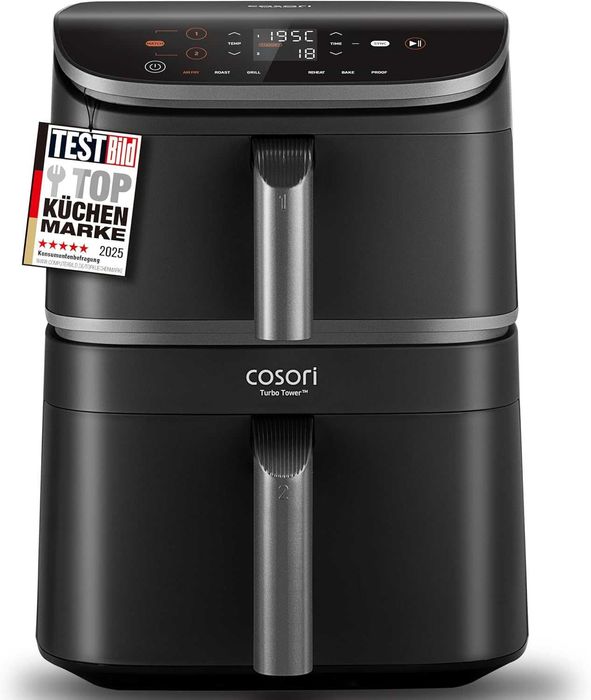 Фритюрник с горещ въздух COSORI CAF-ADE Airfryer, 2 камери, 10,8 л