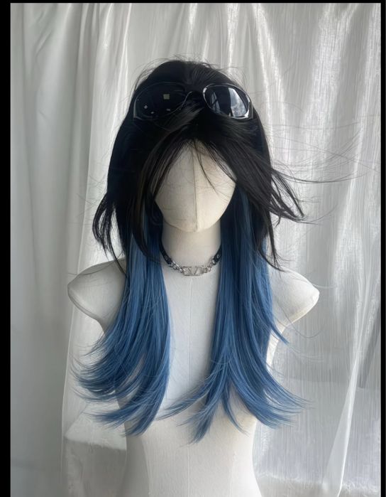 Парик,черно-синий