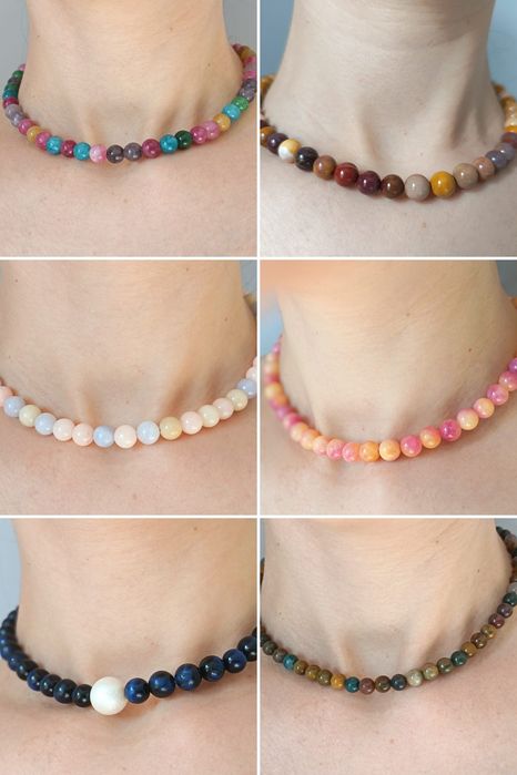 Margele /lant/colier din pietre de jad