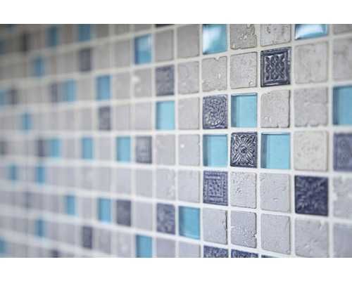 Mozaic sticlă-piatră naturală XCM CB 65 mix albastru 30x32,5 cm