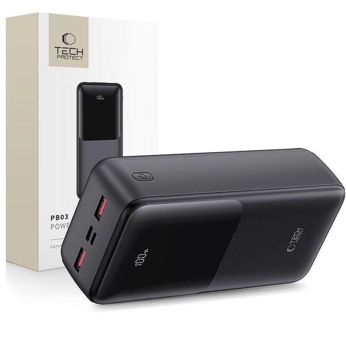 Допълнителна батерия tech-protect pb03 power bank 30000mah 22.5w черна