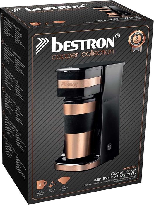 Кафемашина Bestron, изолирана чаша, смляно филтърно кафе, къмпинг,750W