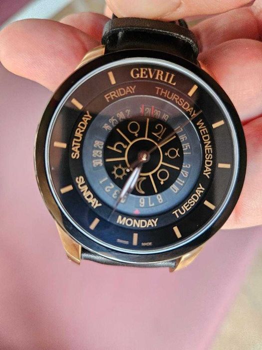 Позлатен швейцарски мъжки автоматичен GEVRIL COLUMBUS Limited Edition.