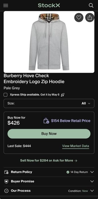 Hanorac Burberry cu fermoar
