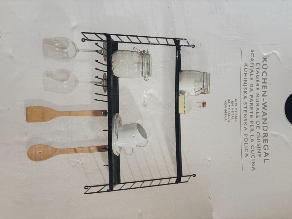 Raft metalic negru de perete Home Creation