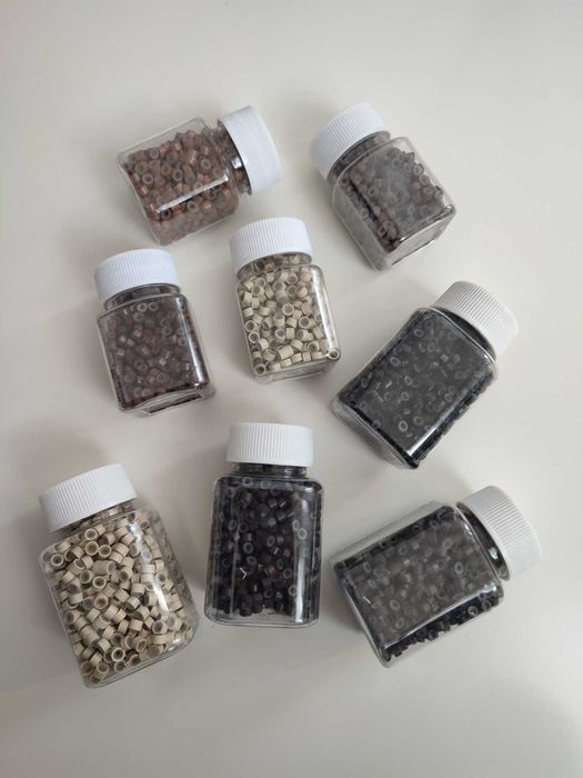 Нано и микро капси/рингове за поставяне на коса-екстеншъни, + силикон