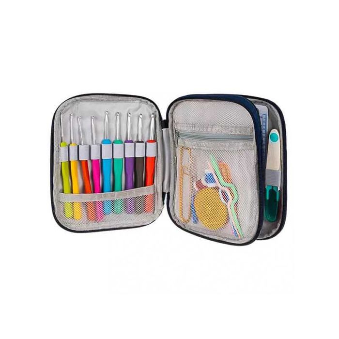 Комплект куки за плетене, включени 86 елемента, с калъф несесер