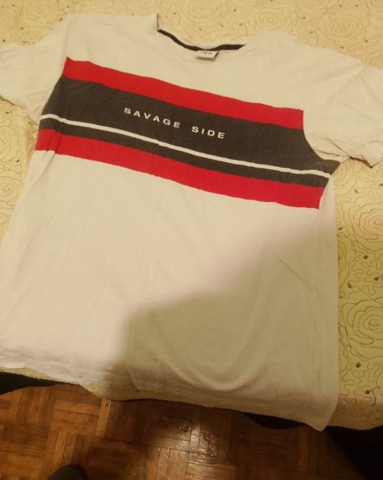 Tricou bărbătesc Zara Original (cu text „Savage Side”) – Nou, Mărimea L