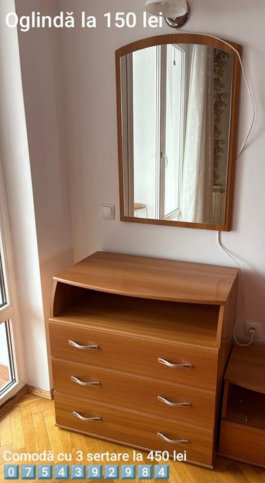 Comodă masă cu scaune noptiere măsuță