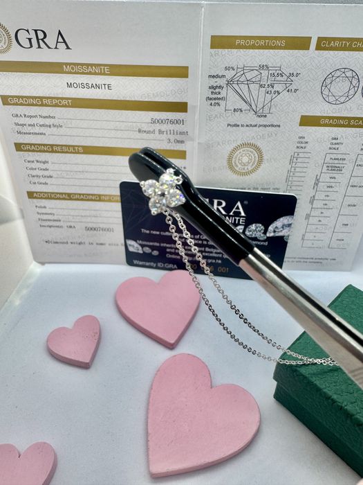 Сребърно колие с мойсанит (диамант) 1.6 карата