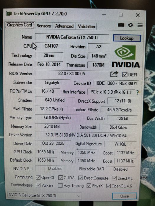 Видеокарта gtx 750ti