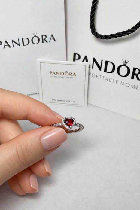 Inel Pandora original argint 925 inimă roșie – cadou perfect