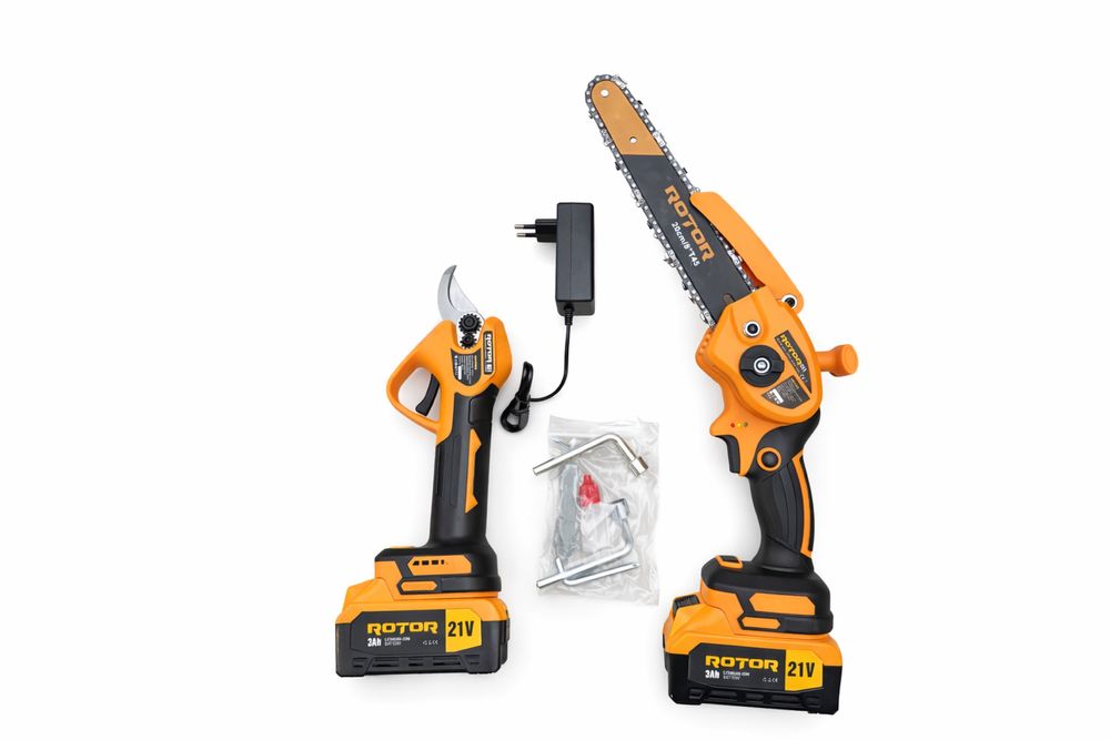 Set Foarfeca Electrica+Mini Drujba Rotor Profesionale Acumulator