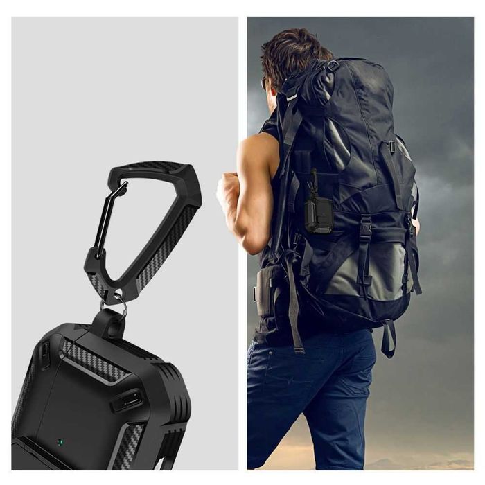 Удароустойчив калъф с карабинер за Airpods Pro от Tech-Protect X-Carbo