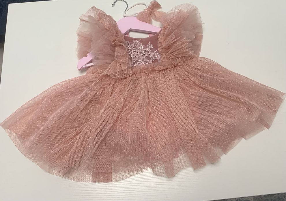 Rochie din tulle pentru botez/ocazie masura 68 (3-6 luni)