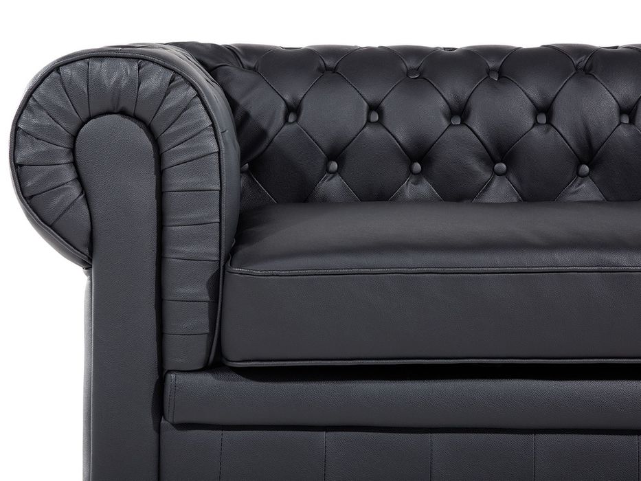 PROMOTIE! NOU Canapea "CHESTERFIELD", piele naturală, negru