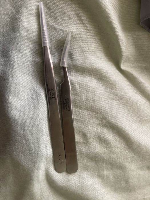 Пинцеты Vetus прямой и изогнутый наращивания ресниц