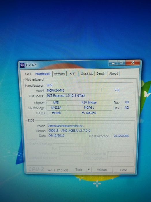 Placa de baza ECS AM3 + cooler, testata