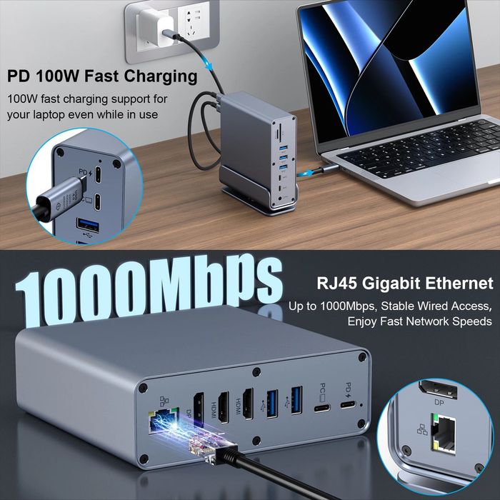 10Gbps USB C Laptop Docking Station