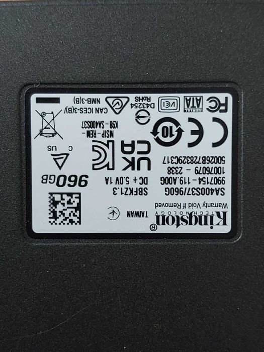1TB, 960GB SSD Sata  - Crucial MX500, Intel D3-S4510, Kingston A400