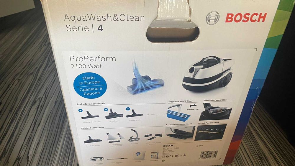 Продавам Прaхосмукачка с торба BoSch BWD421Pro, Hepa филтър