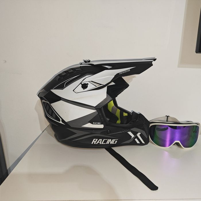 Casca MTB/enduro  silvis + ochelari