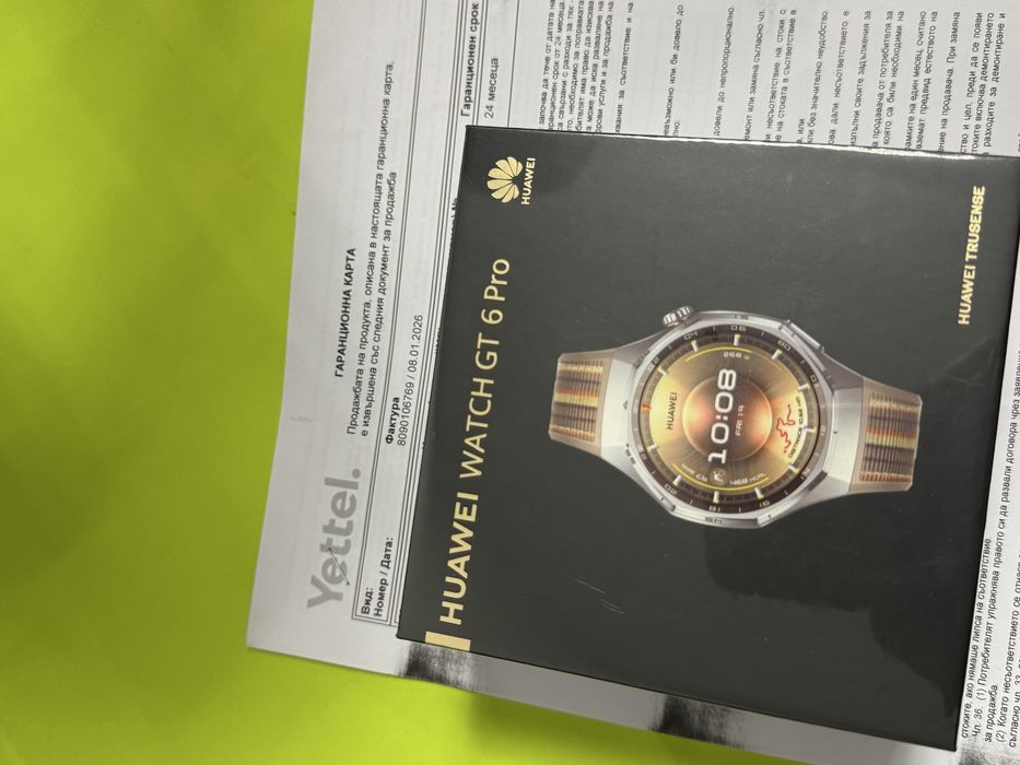 ЗАПЕЧАТАН 46mm Huawei watch GT 6 Pro | GT6 BT Гаранция Yettel 2028