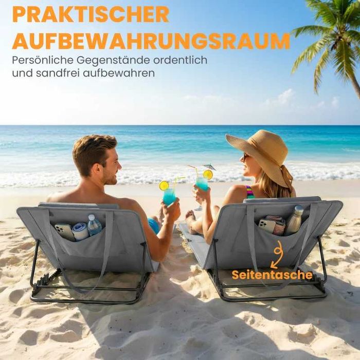 Комплект от 2 шезлонга Outsunny с регулируема облегалка