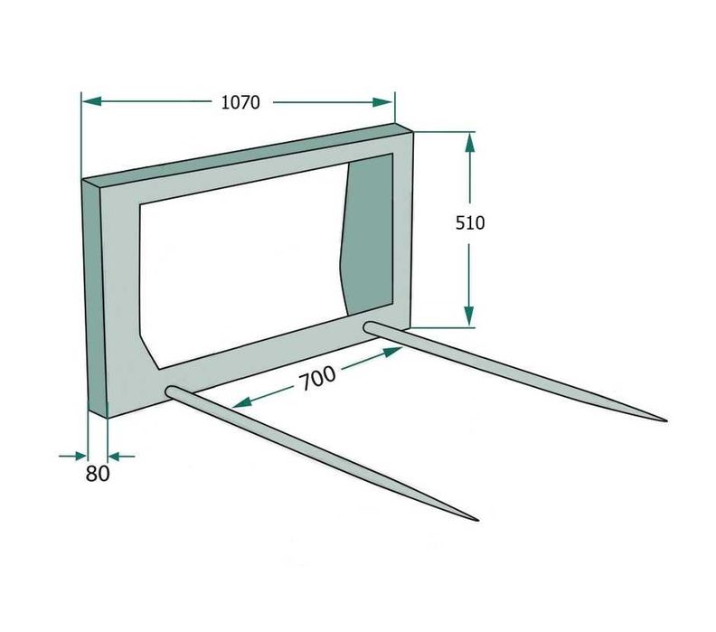 Вилица за бали за челен товарач на японски трактори KUBOTA, YANMAR